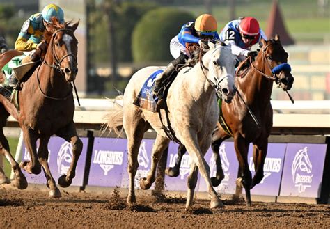 White Abarrio gallops to victory in the Breeders' Cup Classic .